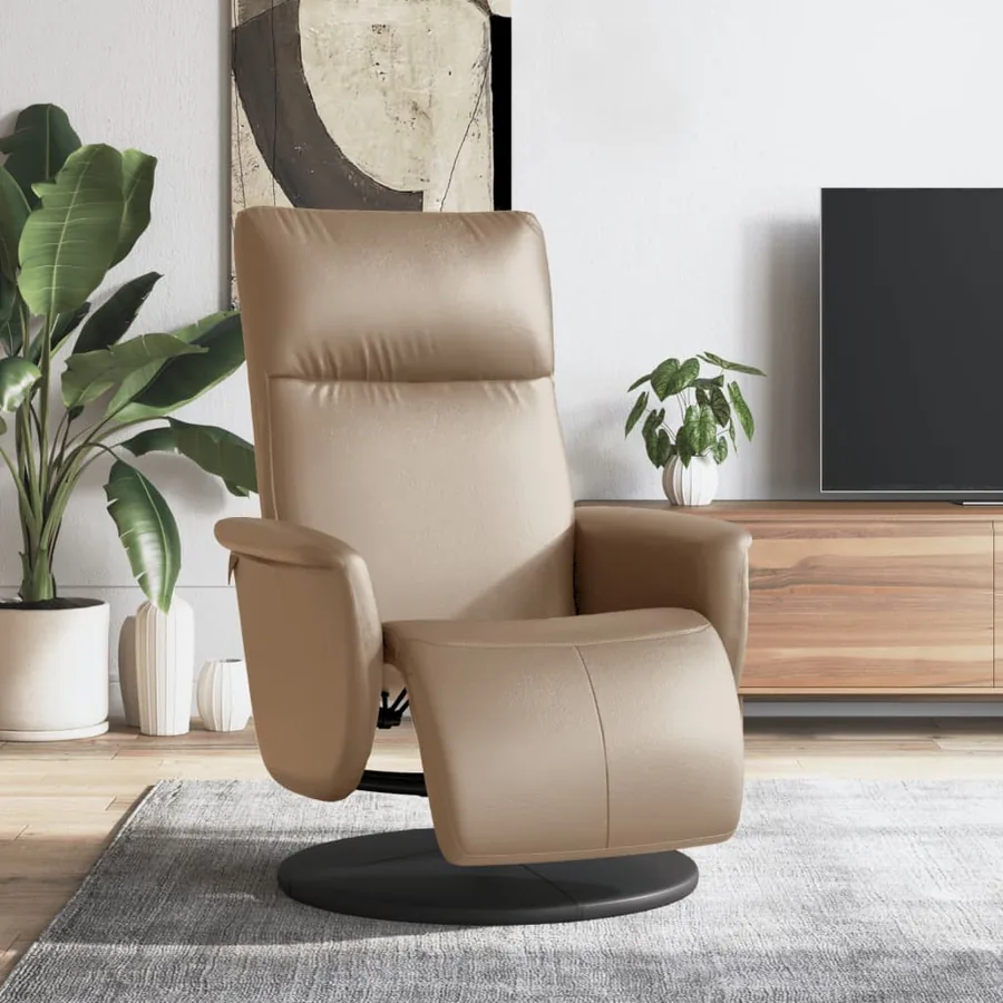 Fauteuil inclinable avec repose-pieds cappuccino similicuir