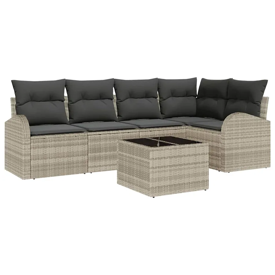 Ensemble de Canapés avec coussin 6 pcs Gris clair Polyester - 2