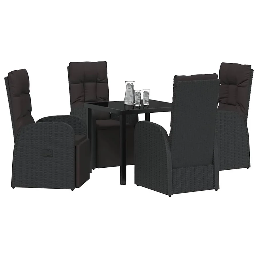 Ensemble de salle à manger pour jardin 5 pcs Noir polyrotin - 3