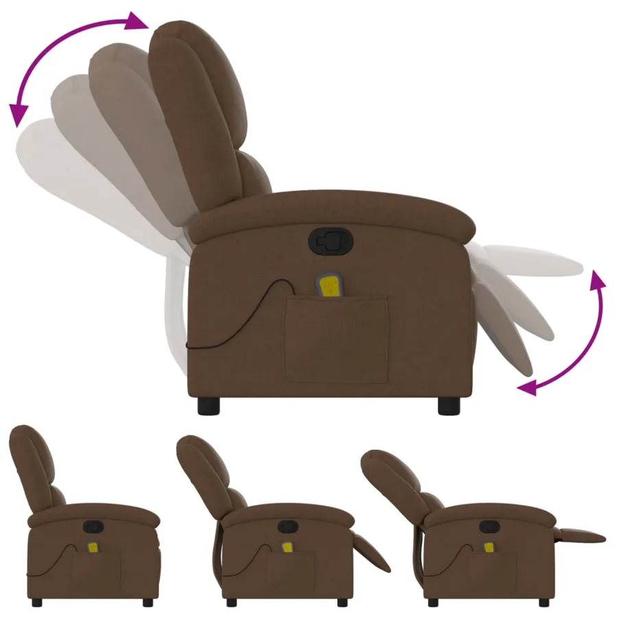 Fauteuil de massage inclinable Marron Tissu - 7