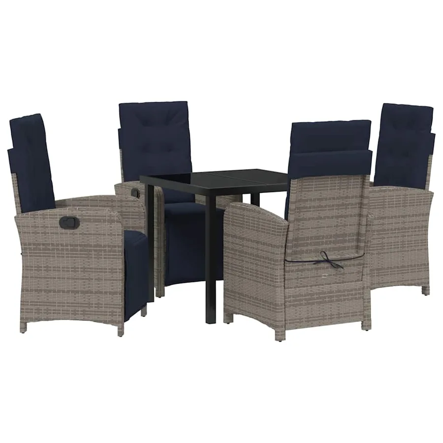 Ensemble de salle à manger pour jardin 5 pcs Gris polyrotin - 2