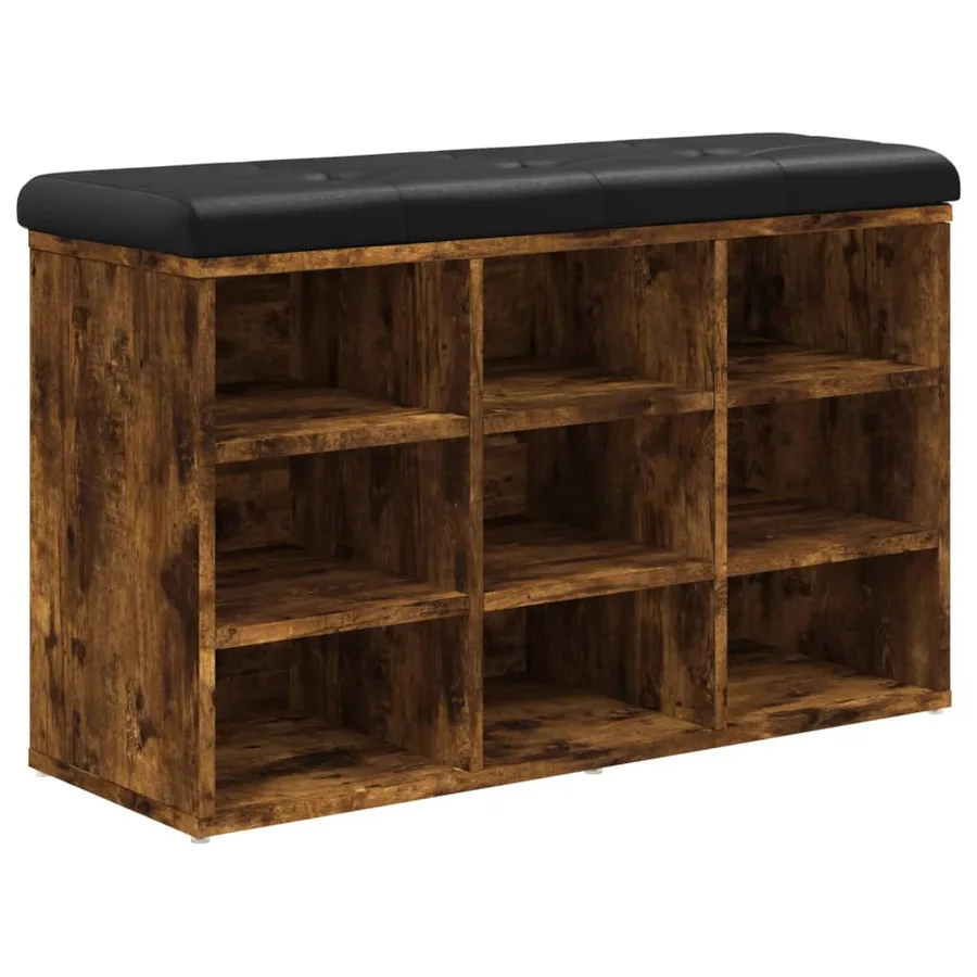 Banc à chaussures chêne fumé 82x32x50 cm bois d'ingénierie - 2