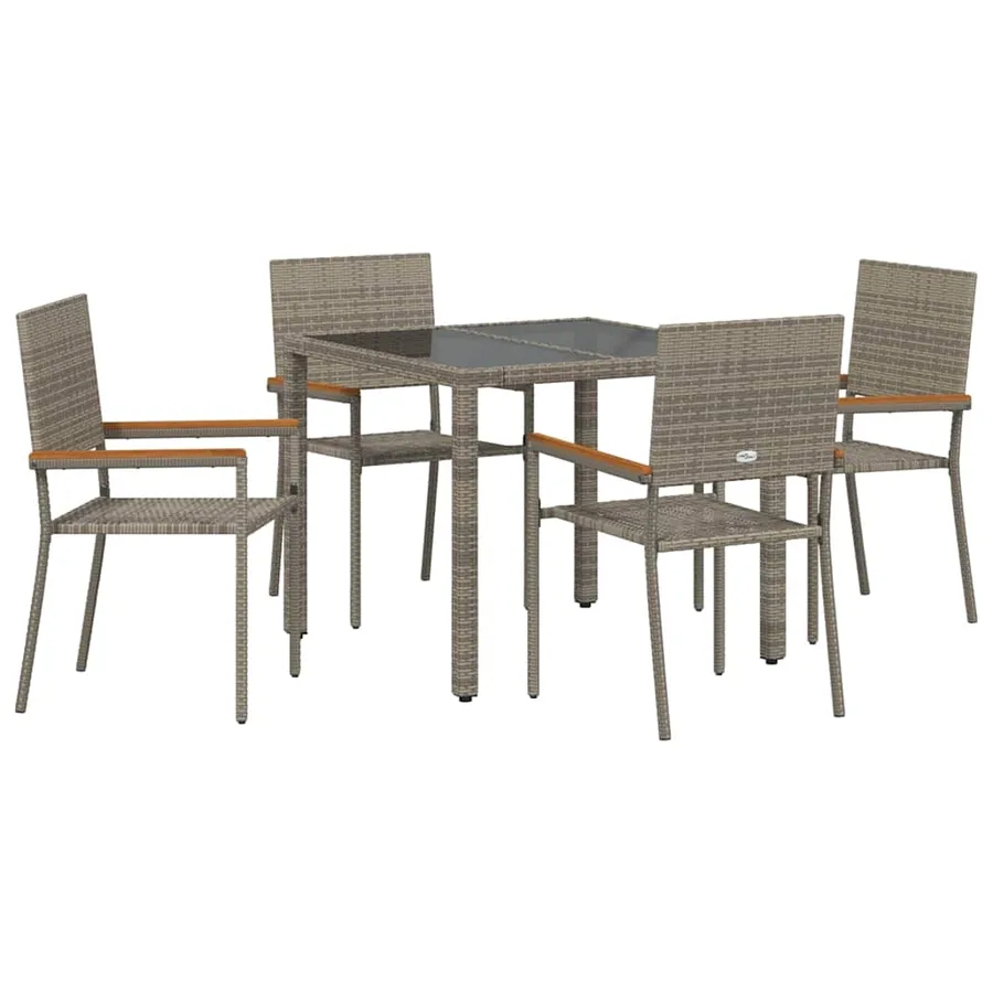 Ensemble de salle à manger pour jardin 5 pcs Gris polyrotin - 2