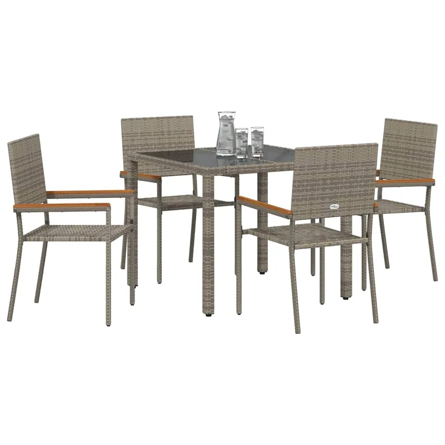 Ensemble de salle à manger pour jardin 5 pcs Gris polyrotin - 3