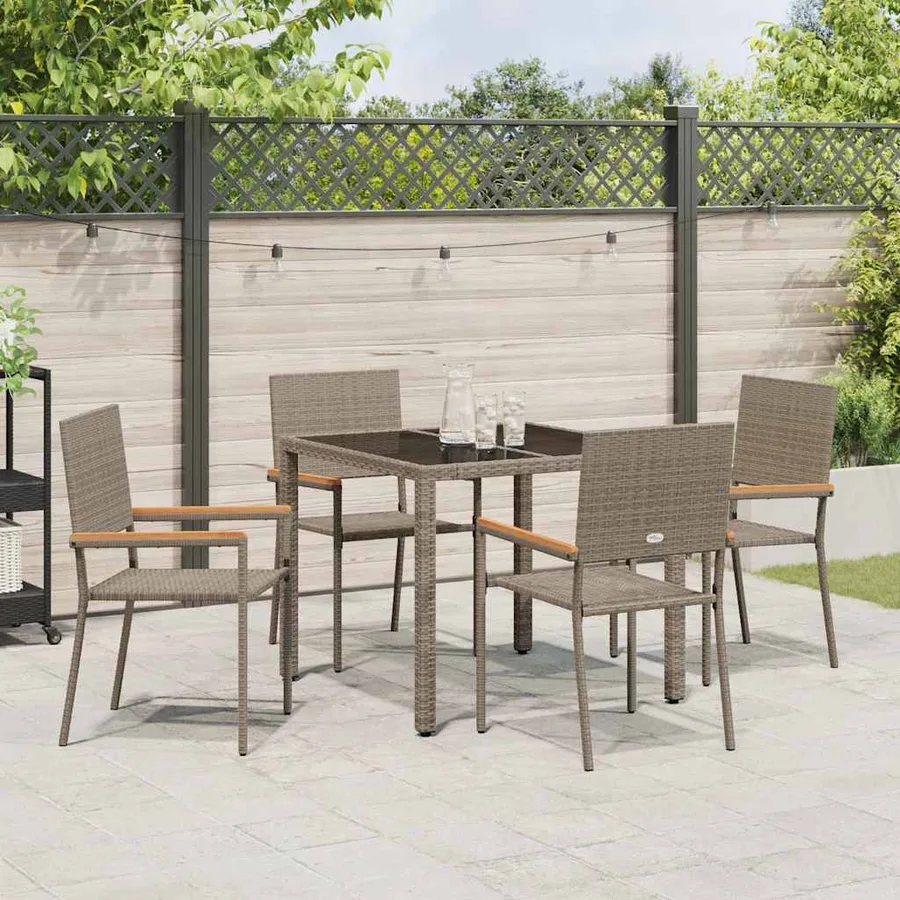 Ensemble de salle à manger pour jardin 5 pcs Gris polyrotin - 4