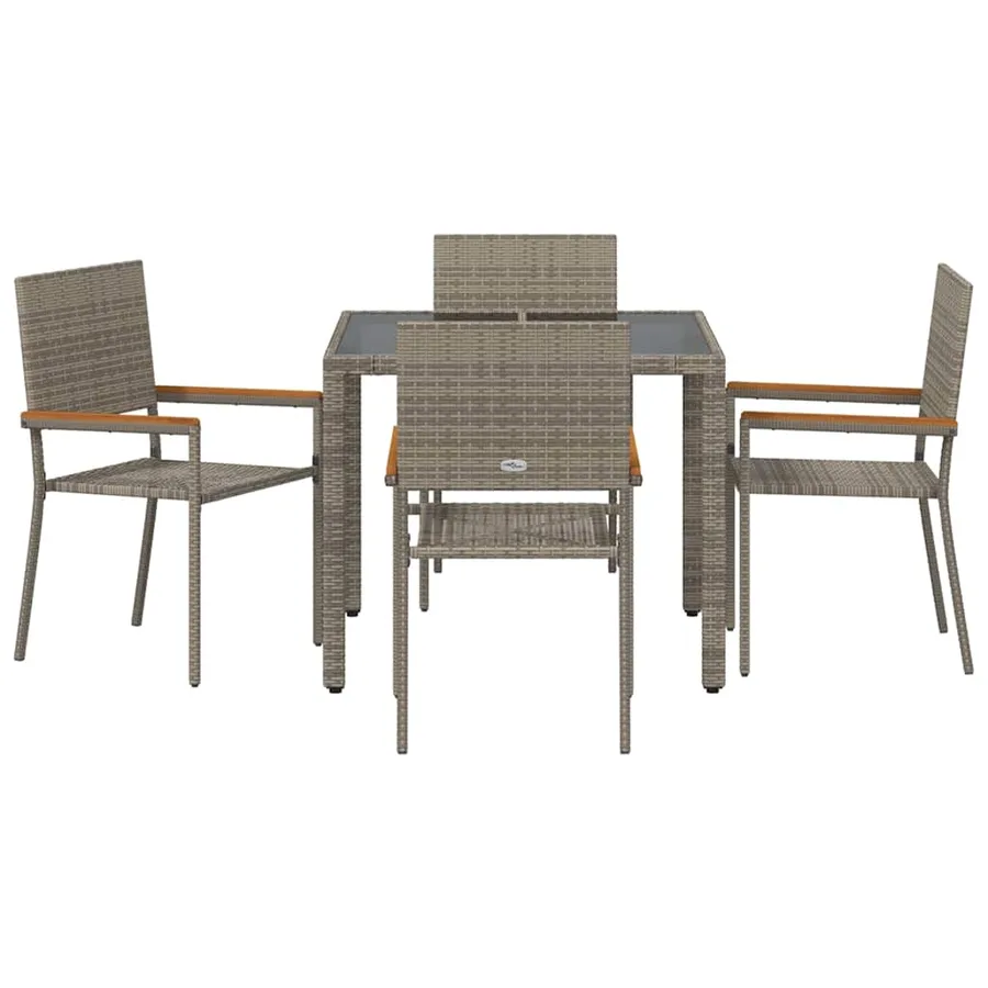 Ensemble de salle à manger pour jardin 5 pcs Gris polyrotin - 7