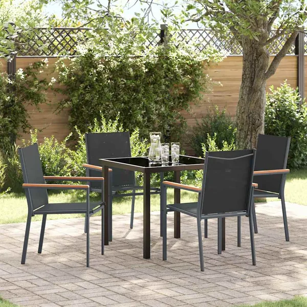 Ensemble de salle à manger pour jardin 5 pcs Noir