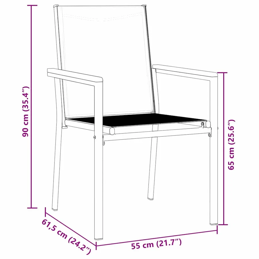 Ensemble de salle à manger pour jardin 5 pcs Noir - 8