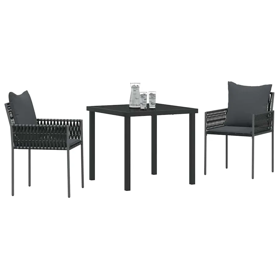 Ensemble de salle à manger pour jardin 3 pcs Noir et gris - 3