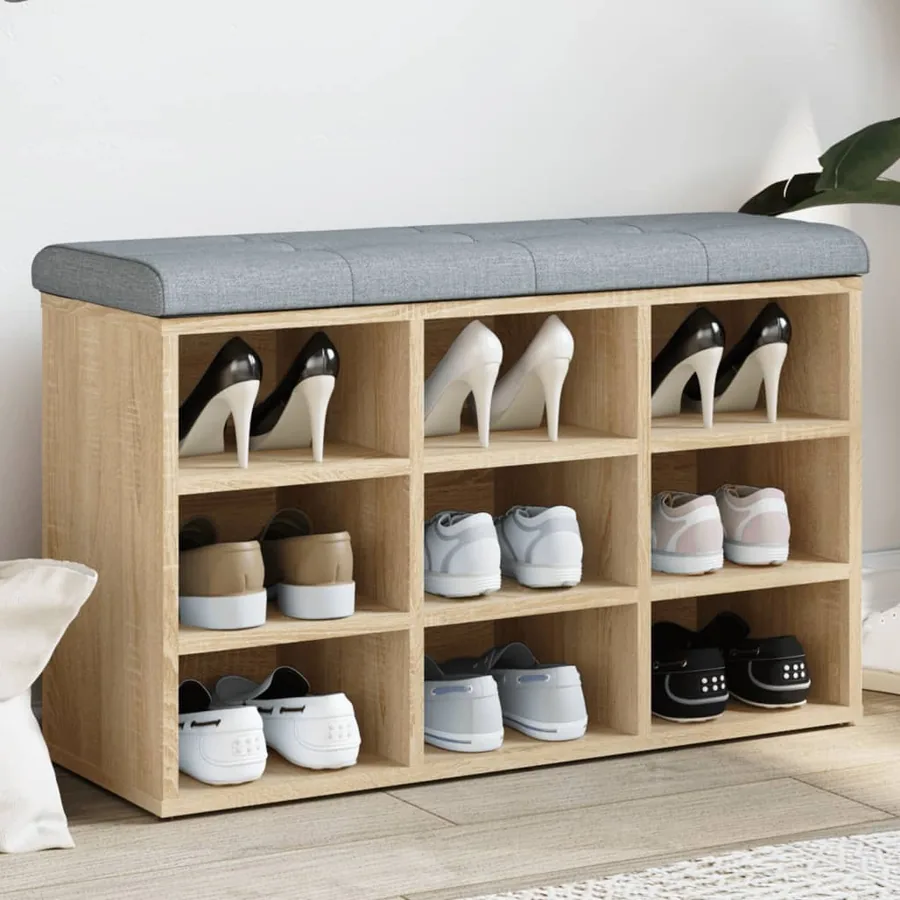 Banc à chaussures Chêne Sonoma 82x32x50 cm Bois d'ingénierie