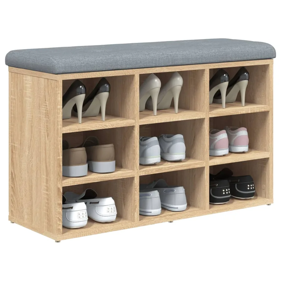 Banc à chaussures Chêne Sonoma 82x32x50 cm Bois d'ingénierie - 7