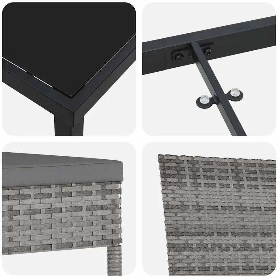 Ensemble de salle à manger pour jardin 3 pcs Gris - 9