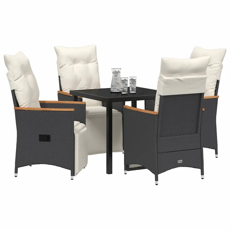 Ensemble de salle à manger pour jardin 5 pcs Noir polyrotin - 3