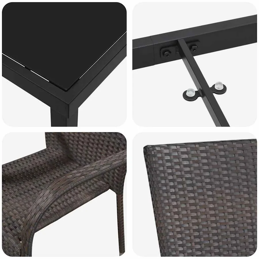Ensemble de salle à manger pour jardin 5 pcs Marron - 9
