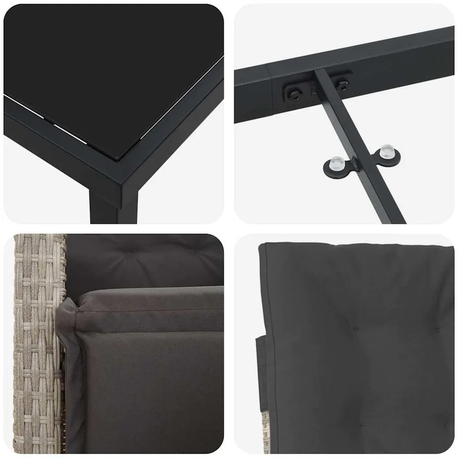 Ensemble de salle à manger pour jardin 3 pcs Gris clair - 9