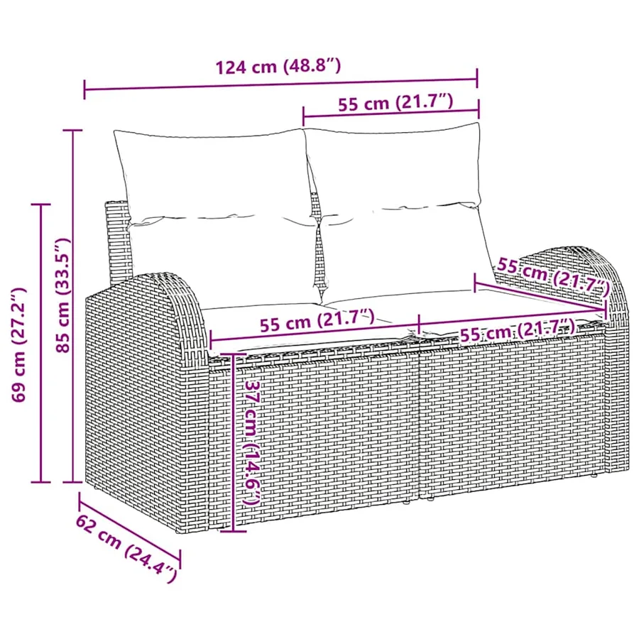 Ensemble de canapé de jardin 6 pcs Beige et crème polyrotin - 10