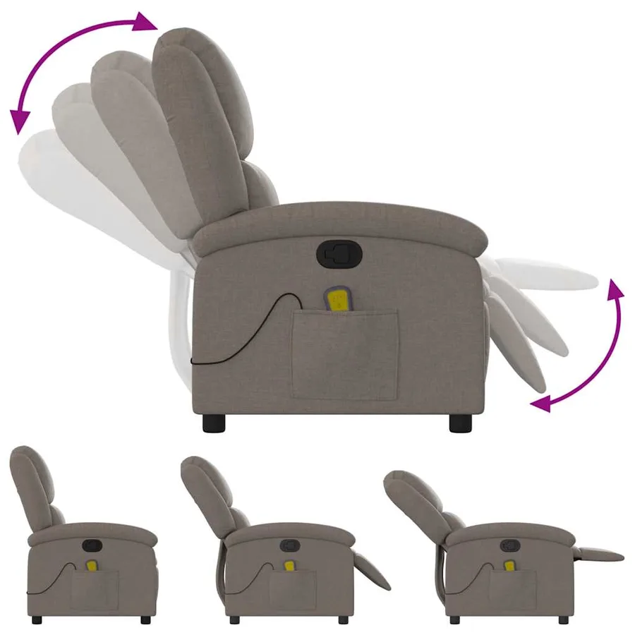 Fauteuil de massage inclinable Taupe Tissu - 7