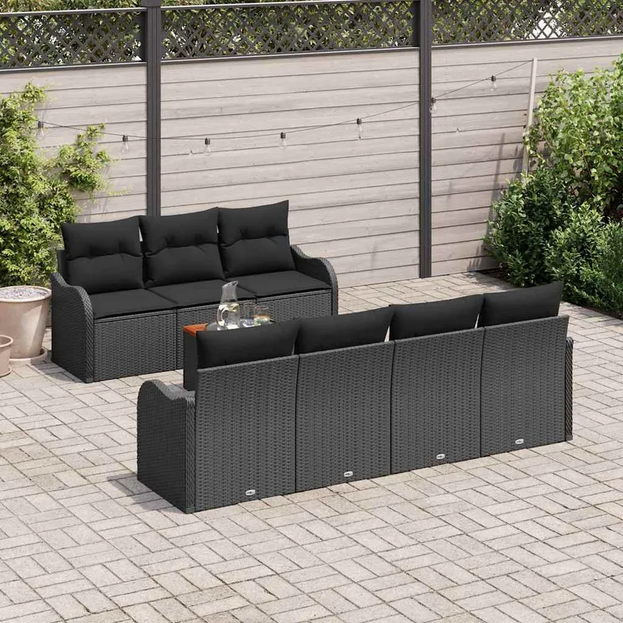 Ensemble de canapé de jardin avec stockage 8 pcs Noir polyrotin - 3