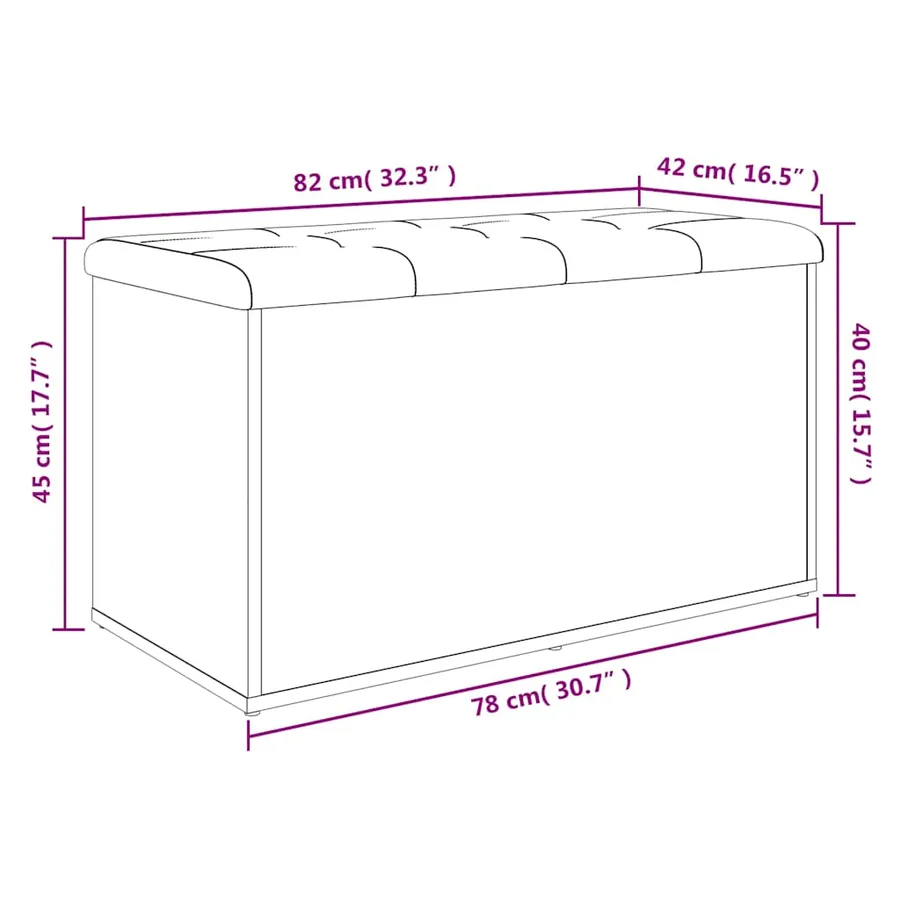 Banc de rangement Chêne Sonoma 82x42x45 cm Bois d'ingénierie - 9
