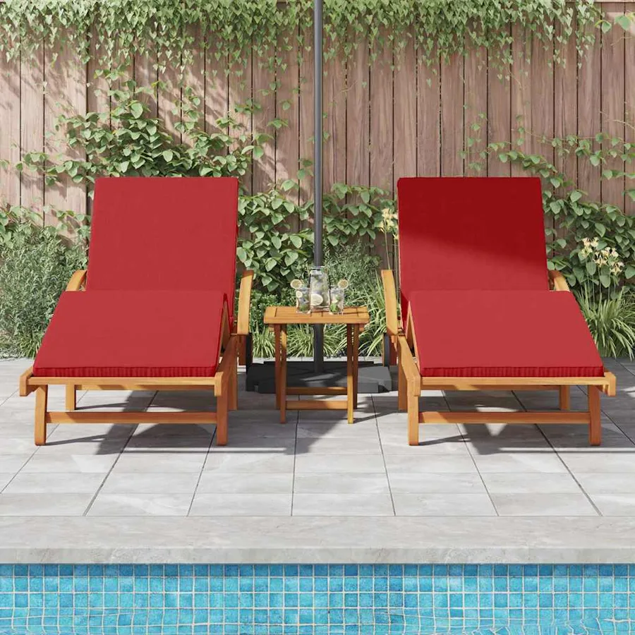 Transat 2 pcs Rouge 200 x 67 x 84 cm Bois d'Acacia Massif - 3