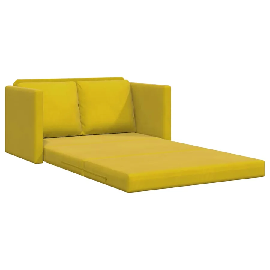 Canapé-lit 2 en 1 jaune foncé 122x204x55 cm velours - 4