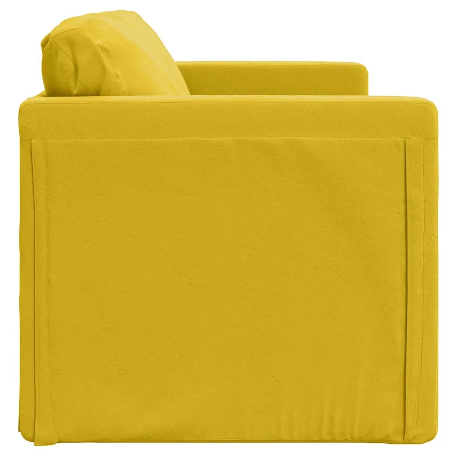 Canapé-lit 2 en 1 jaune foncé 122x204x55 cm velours - 6