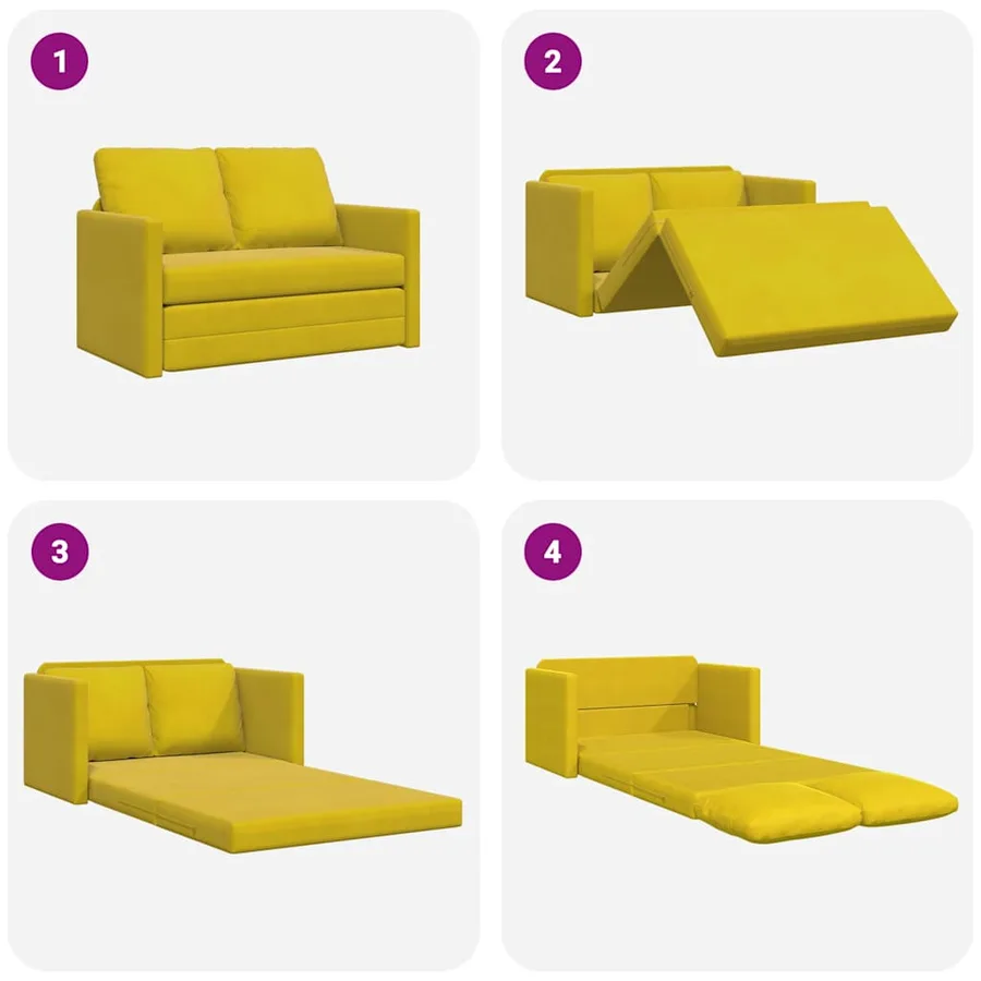 Canapé-lit 2 en 1 jaune foncé 122x204x55 cm velours - 8