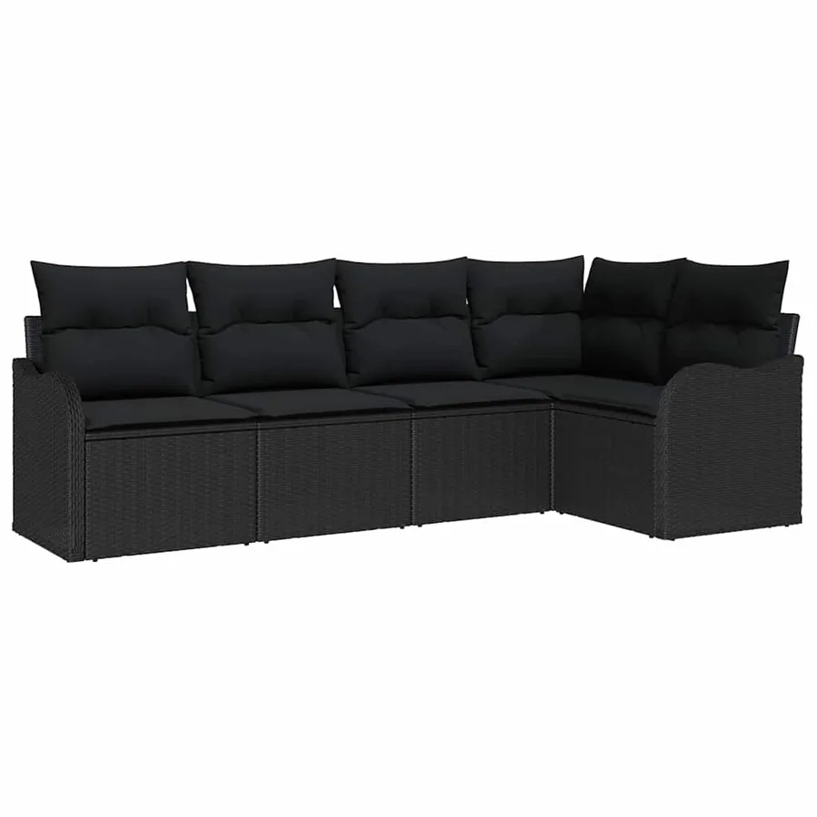 Ensemble de canapé de jardin avec stockage 5 pcs Noir polyrotin - 2