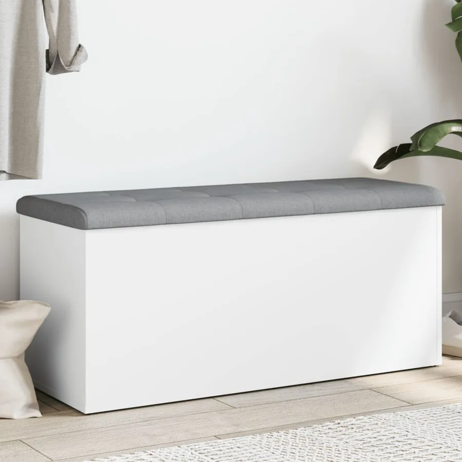Banc de rangement Blanc 102x42x45 cm Bois d'ingénierie