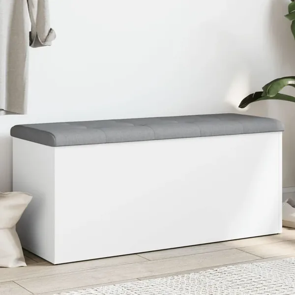 Banc de rangement Blanc 102x42x45 cm Bois d'ingénierie