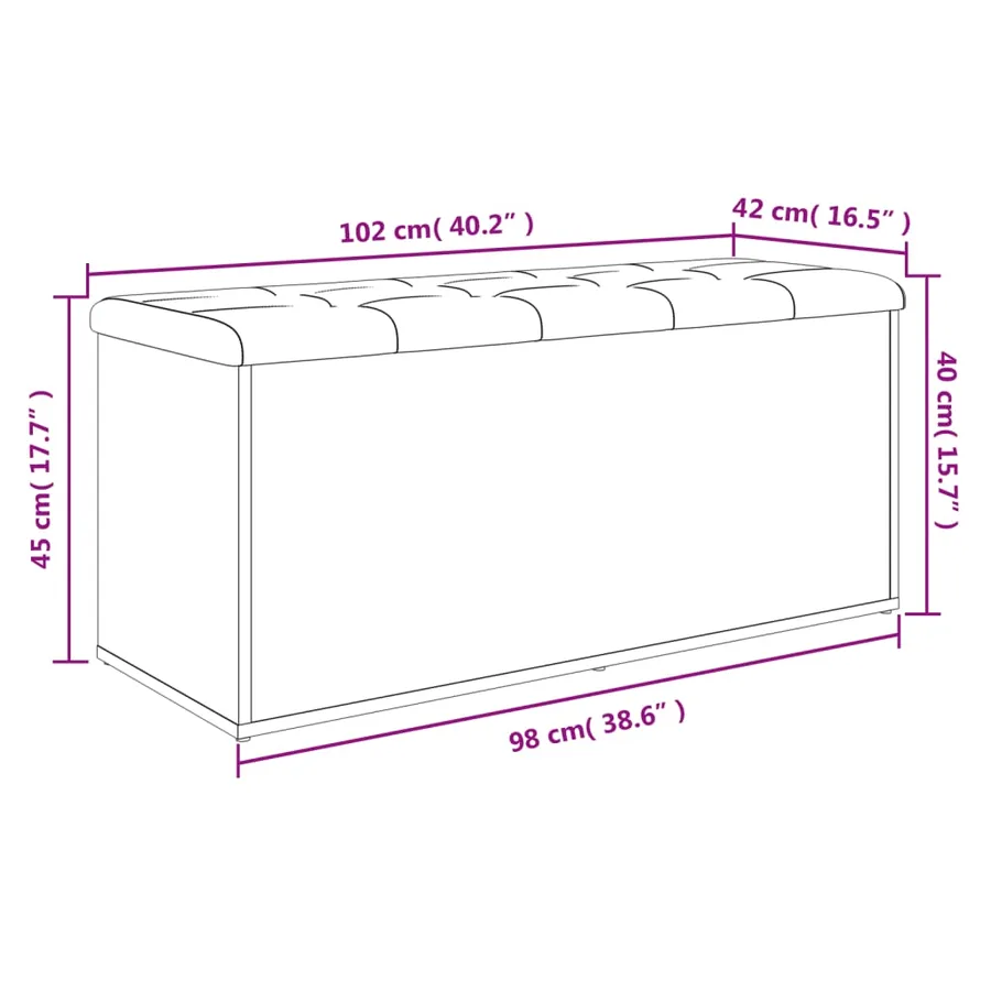 Banc de rangement Blanc 102x42x45 cm Bois d'ingénierie - 9