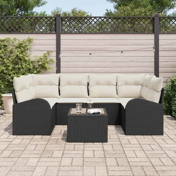 Ensemble de canapé de jardin Noir 55 x 55 x 37 cm polyrotin