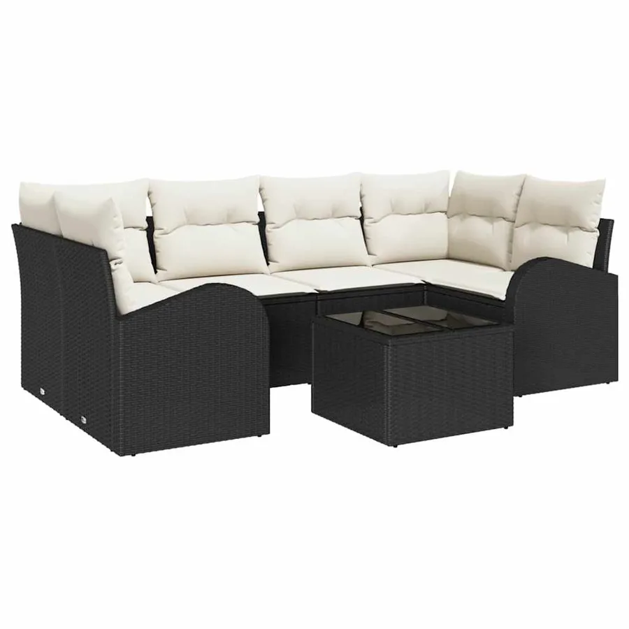 Ensemble de canapé de jardin Noir 55 x 55 x 37 cm polyrotin - 2