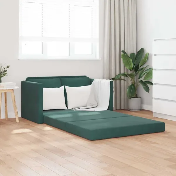 Canapé-lit 2 en 1 vert foncé 122x204x55 cm velours