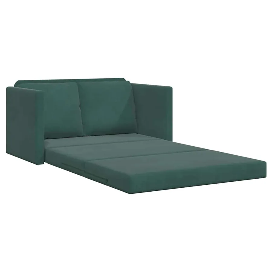 Canapé-lit 2 en 1 vert foncé 122x204x55 cm velours - 4