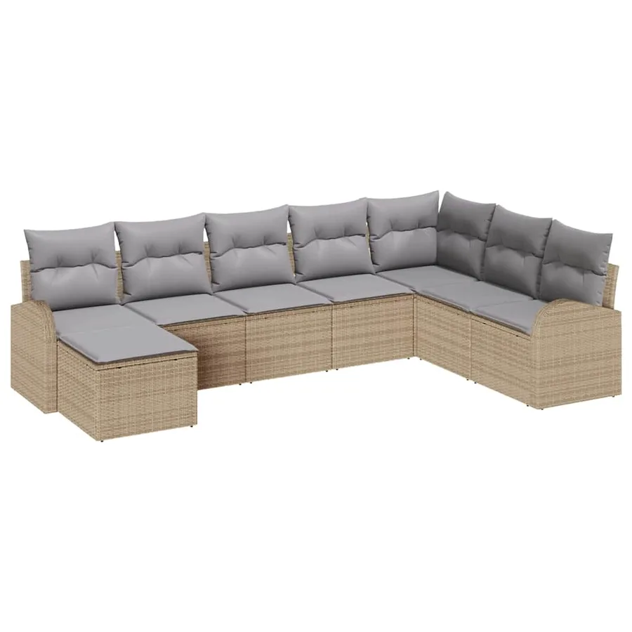 Ensemble de canapé de jardin 8 pcs Beige Poly rotin - 2