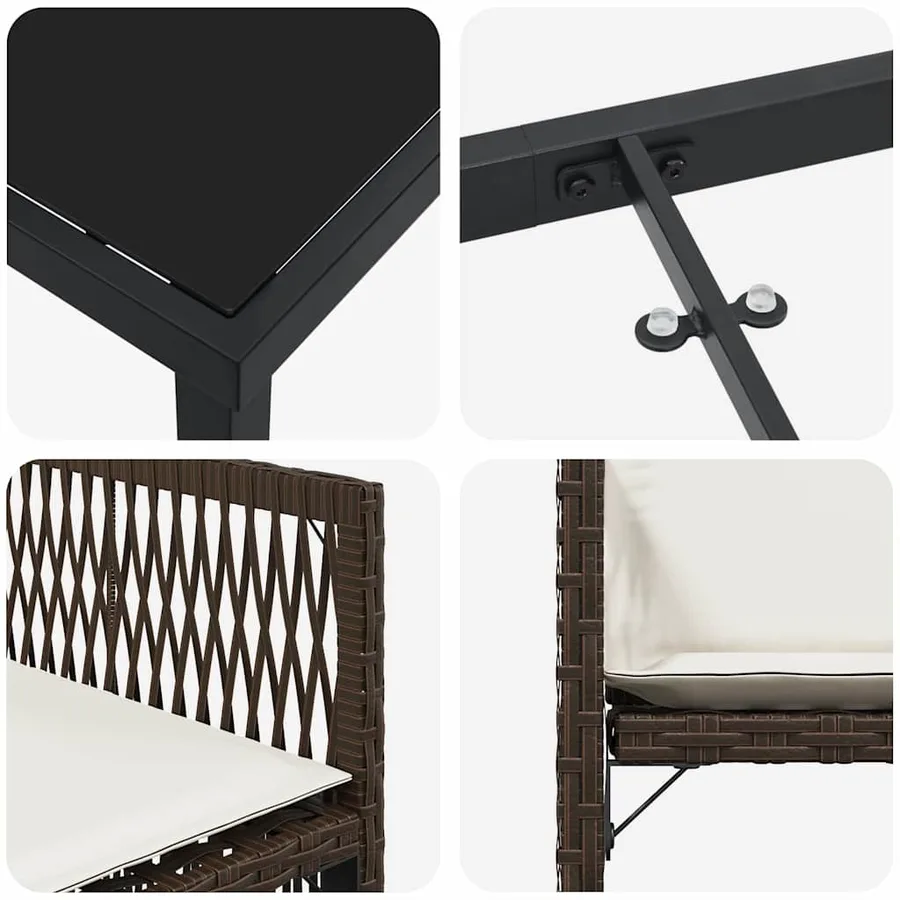 Ensemble de salle à manger pour jardin 9 pcs Marron polyrotin - 9