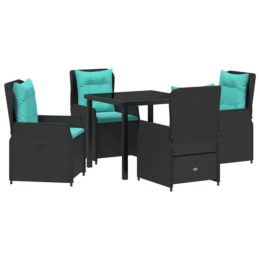Ensemble de salle à manger pour jardin 5 pcs Noir Poly rotin - 2