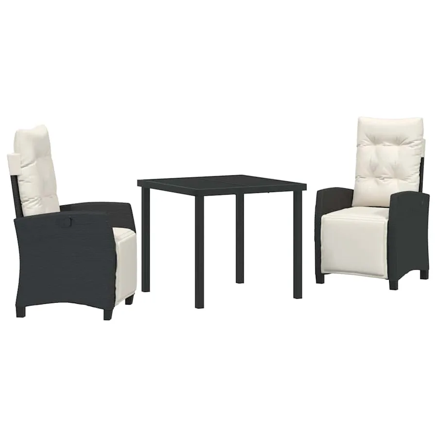 Ensemble de salle à manger pour jardin 3 pcs Noir polyrotin - 2