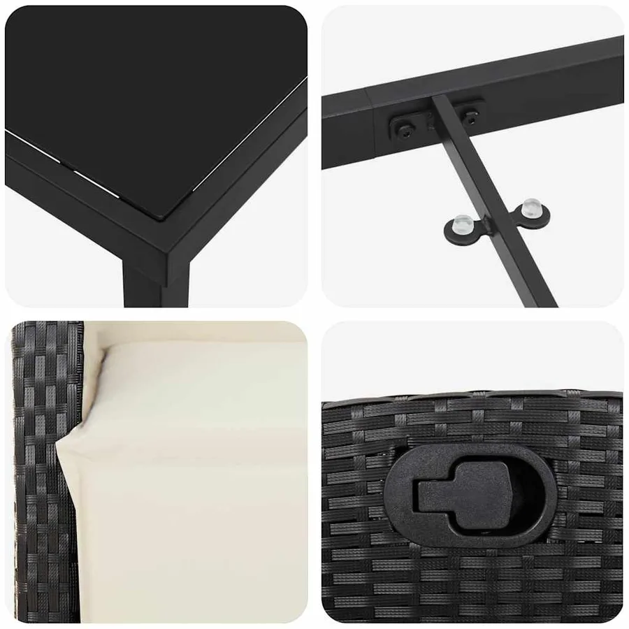 Ensemble de salle à manger pour jardin 3 pcs Noir polyrotin - 9