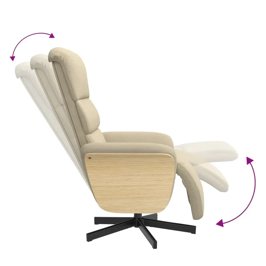 Fauteuil inclinable avec repose-pied crème tissu - 7