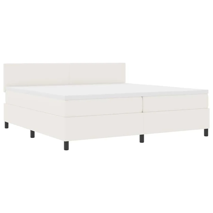 Lit à ressort LED avec tête de lit Crème et Blanc 200 x 200 cm - 2