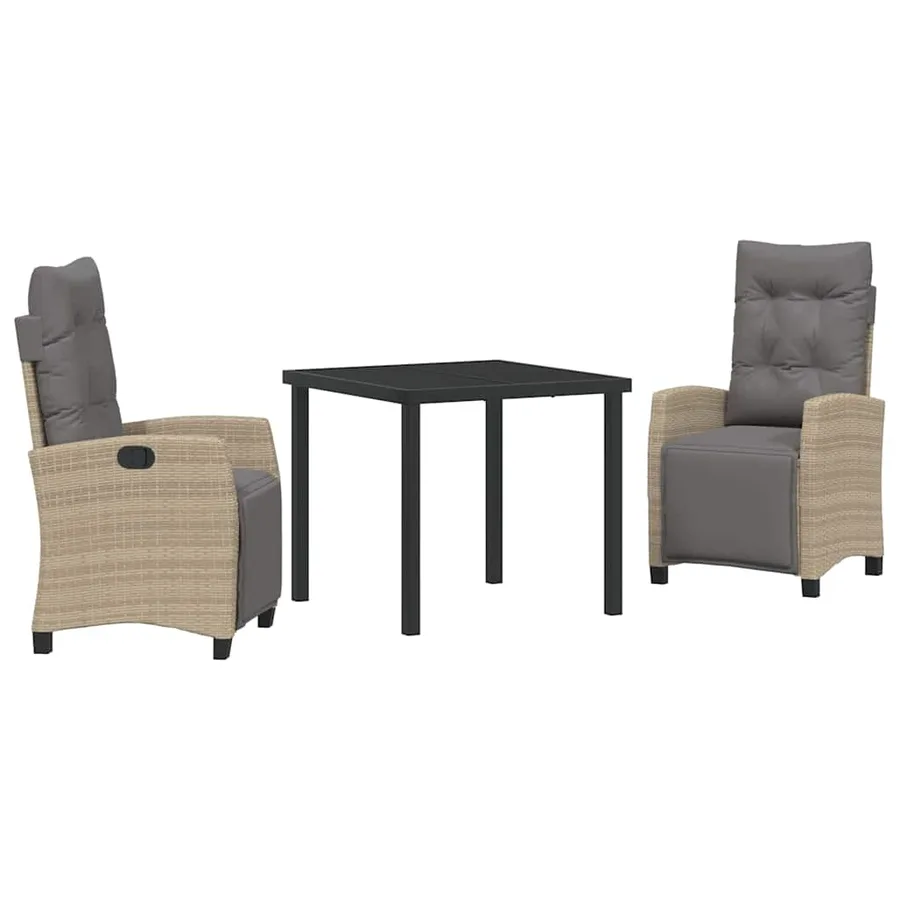 Ensemble de salle à manger pour jardin 3 pcs Beige polyrotin - 2