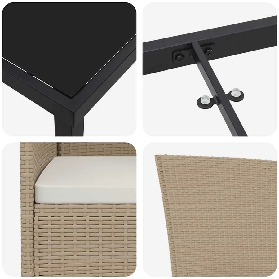 Ensemble de salle à manger pour jardin 5 pcs Beige polyrotin - 9