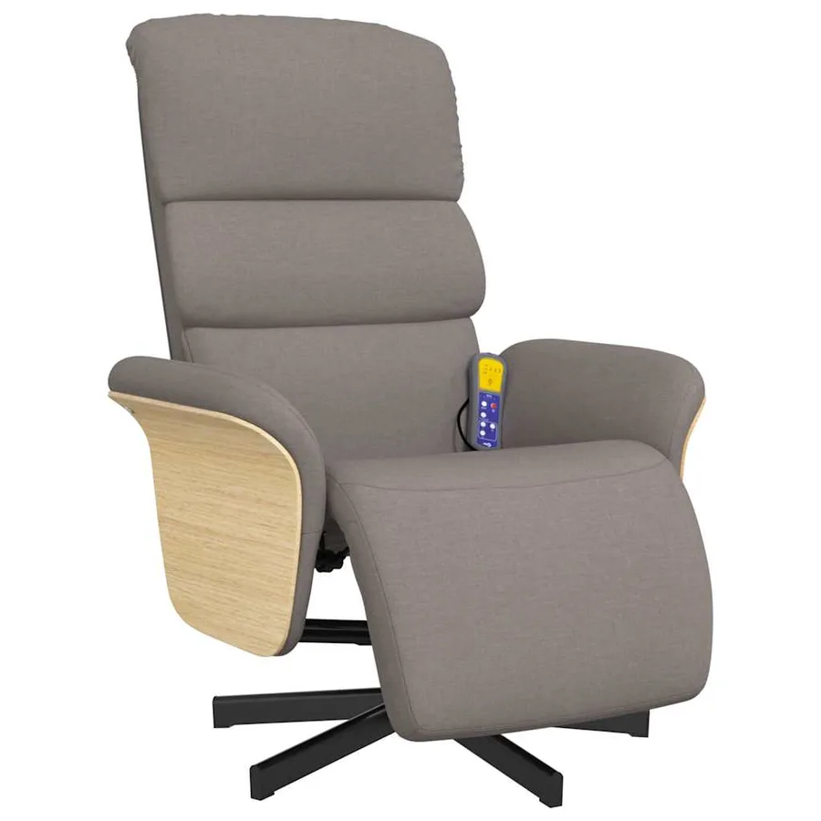 Fauteuil inclinable de massage avec repose-pieds taupe tissu - 3