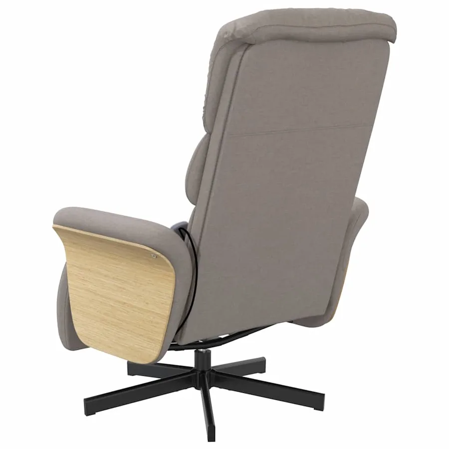 Fauteuil inclinable de massage avec repose-pieds taupe tissu - 6