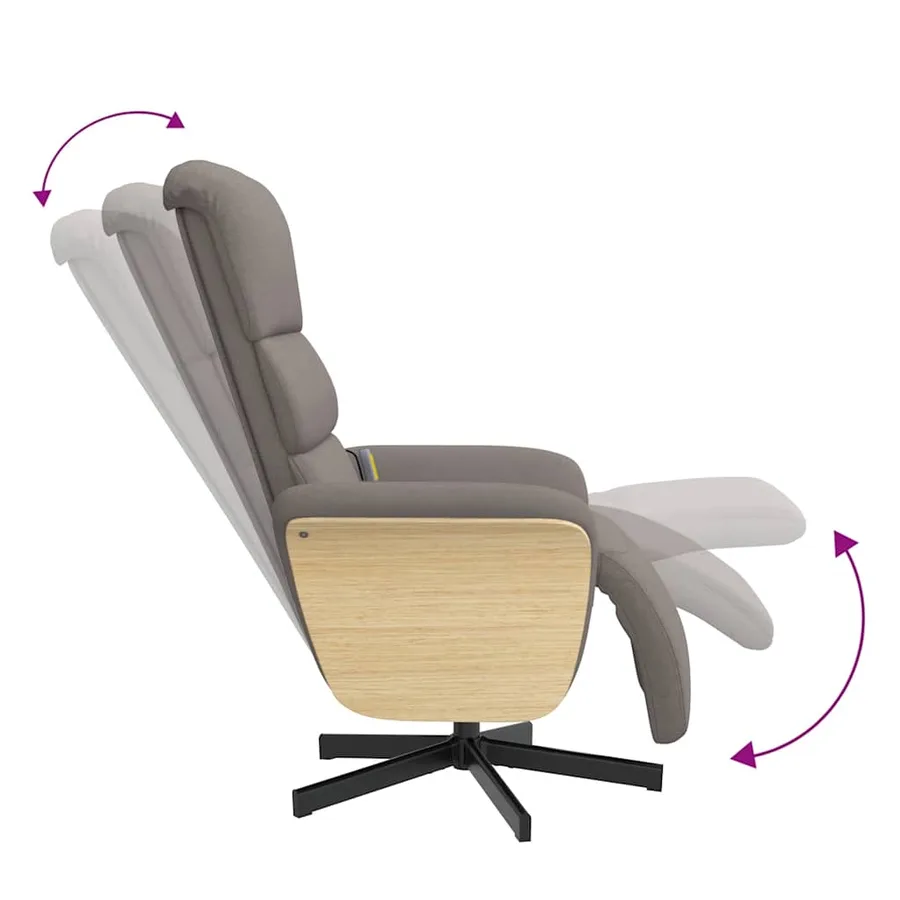 Fauteuil inclinable de massage avec repose-pieds taupe tissu - 7