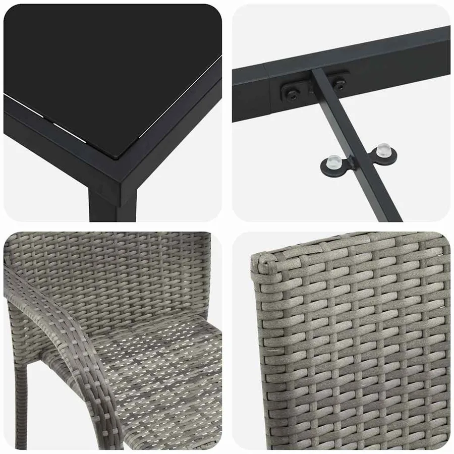 Ensemble de salle à manger pour jardin 5 pcs Gris - 9