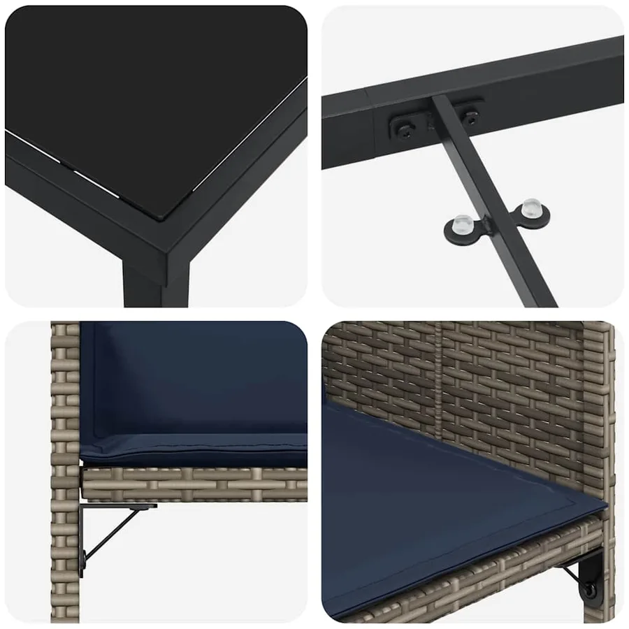 Ensemble de salle à manger pour jardin 9 pcs Gris polyrotin - 9