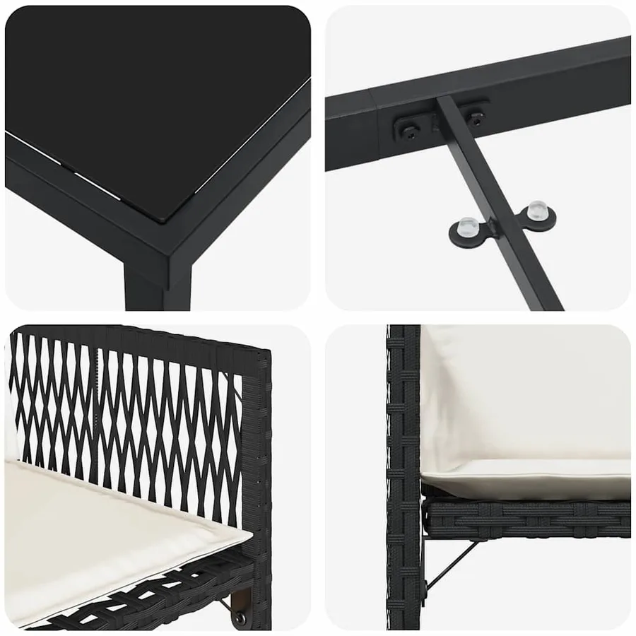 Ensemble de salle à manger pour jardin 9 pcs Noir polyrotin - 9